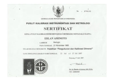 Calibrator certificate